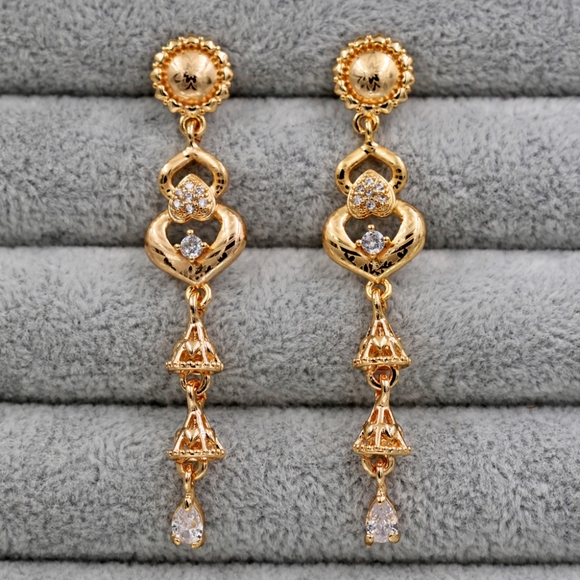 18kt Gold Filled Topaz Heart Drop Earrings - Picture 1 of 4